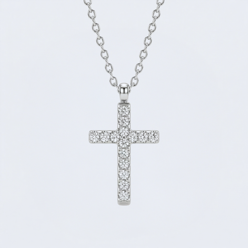 Collier croix strass acier inoxydable