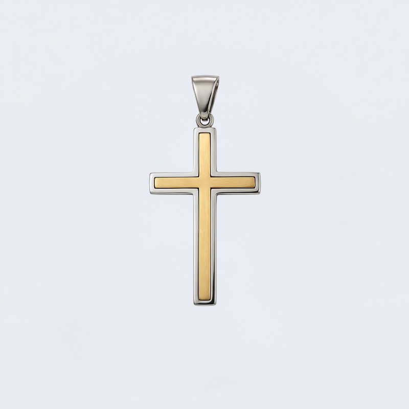 Pendentif croix bicolore