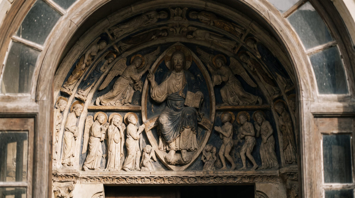 À quoi ressemble l'enfer : tympan du Jugement dernier sculpté au portail d'une église