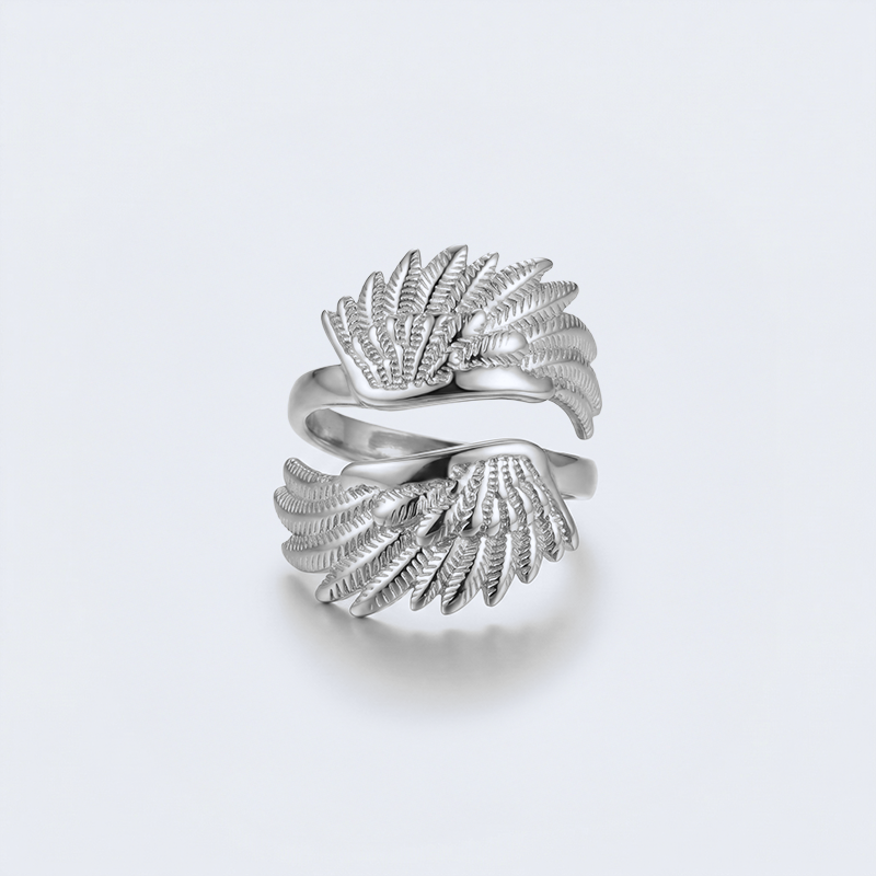 Bague ailes d'ange argentée