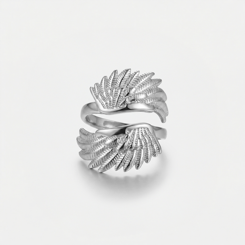 Bague ailes d'ange argentée