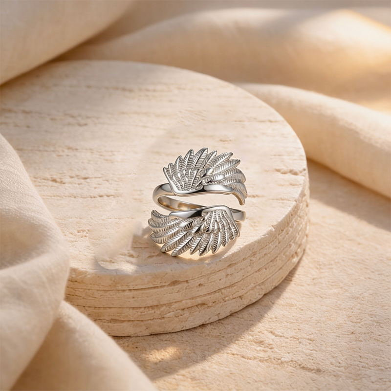 Bague ailes d'ange argentée
