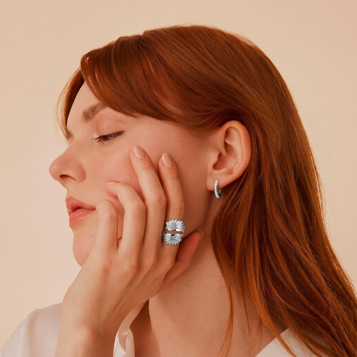 Bague ailes d'ange femme argentée