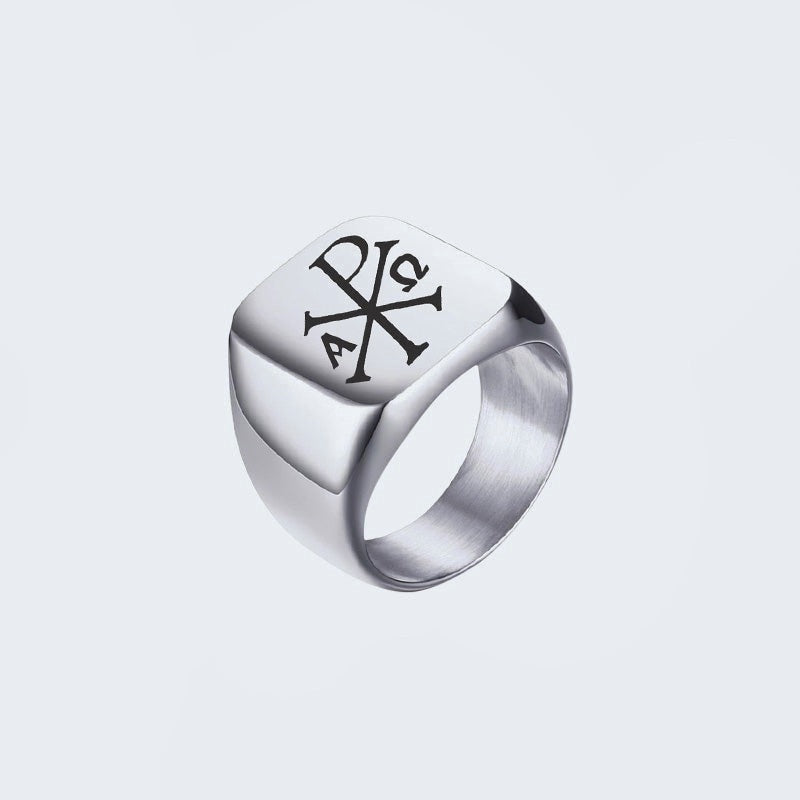 Bague chrisme argentée