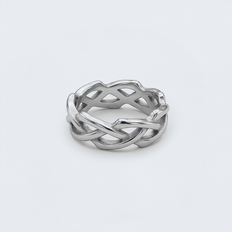 Bague couronne d'épines argentée