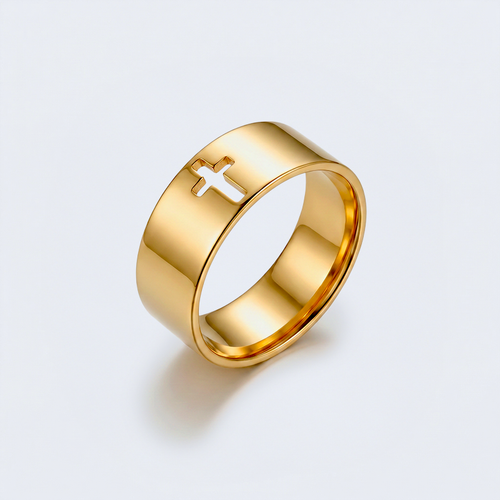Bague croix acier inoxydable