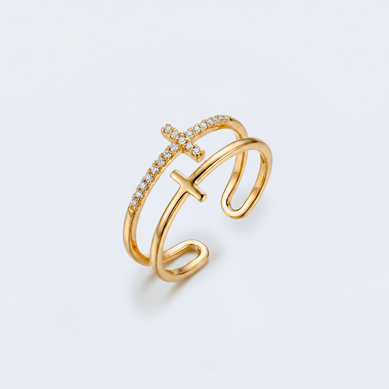 Bague croix ajustable