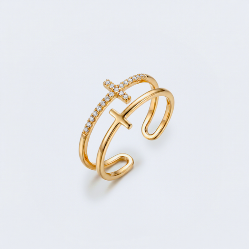 Bague croix ajustable