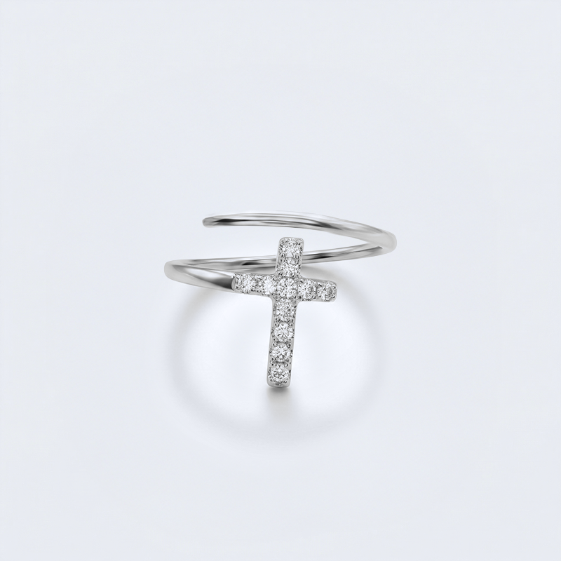 Bague croix argentée