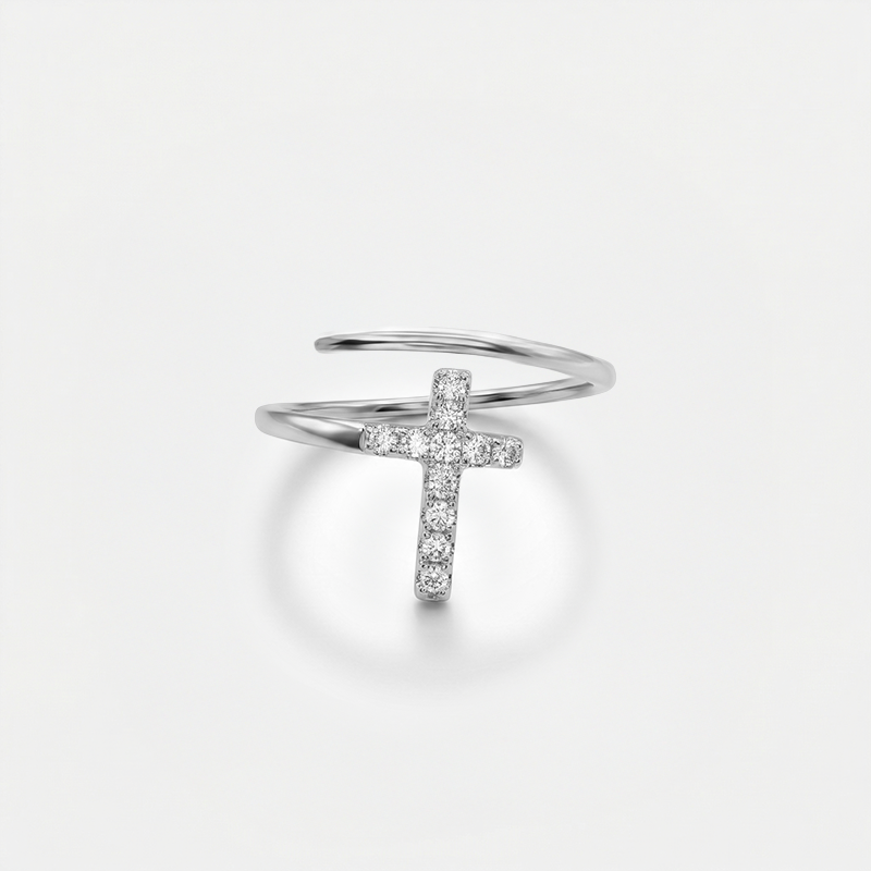 Bague croix argent argentée