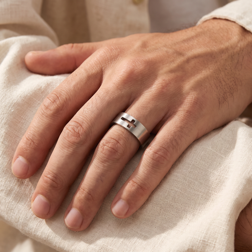 Bague croix catholique homme