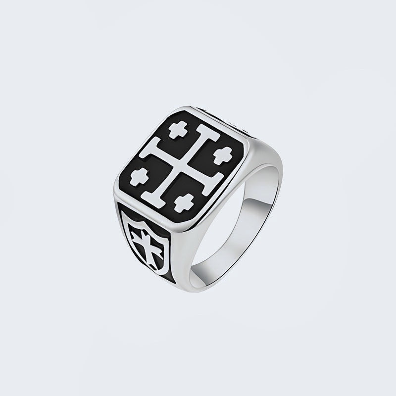 Bague croix de Jérusalem argentée
