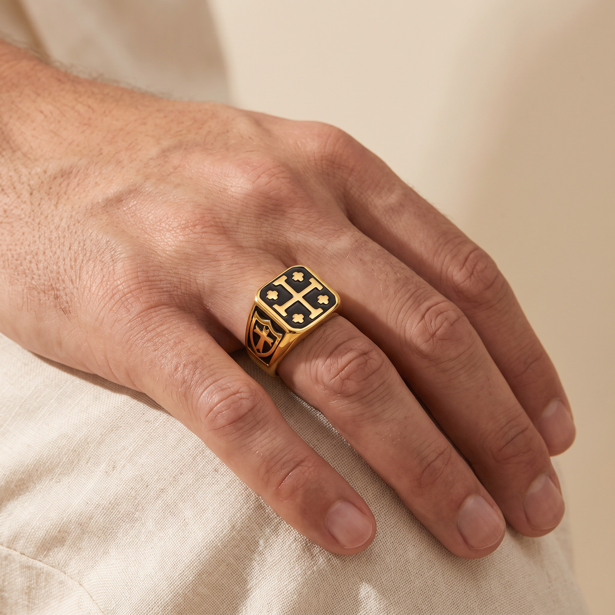 Bague croix de Jérusalem homme