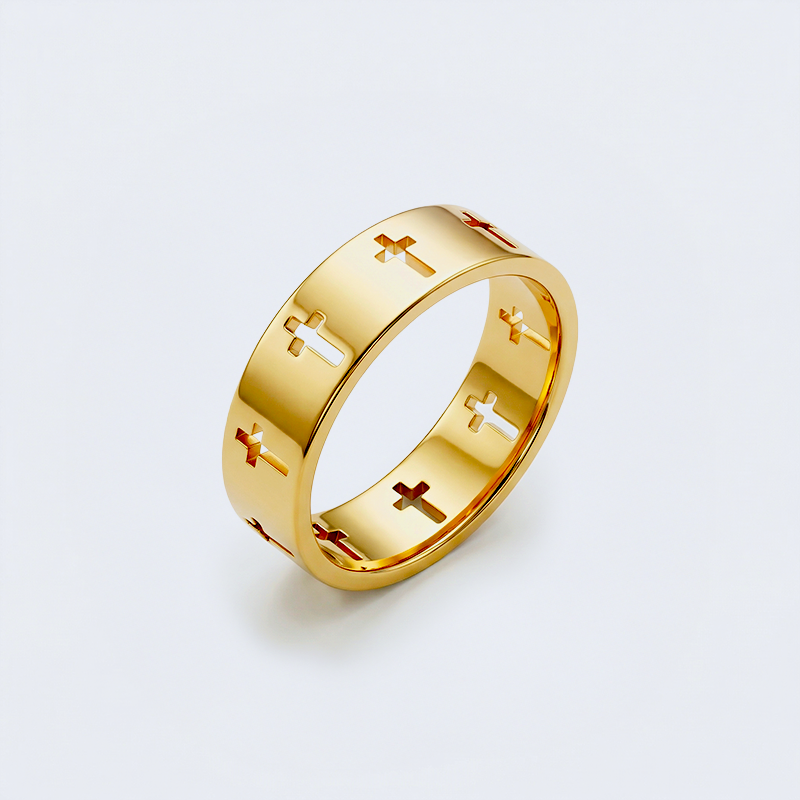 Bague croix de Jésus dorée