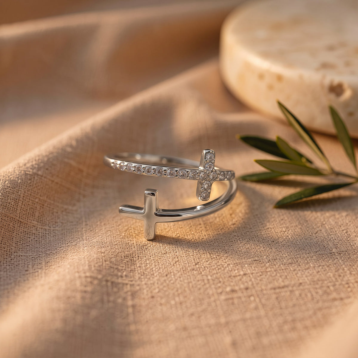 Bague croix double argent 925