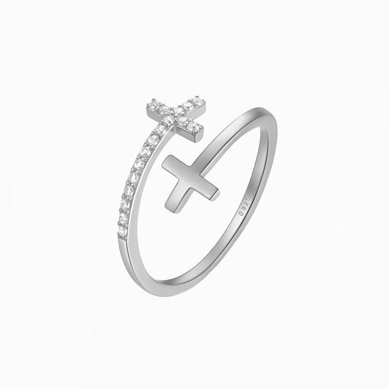 __switch:Argent Bague croix double Argent