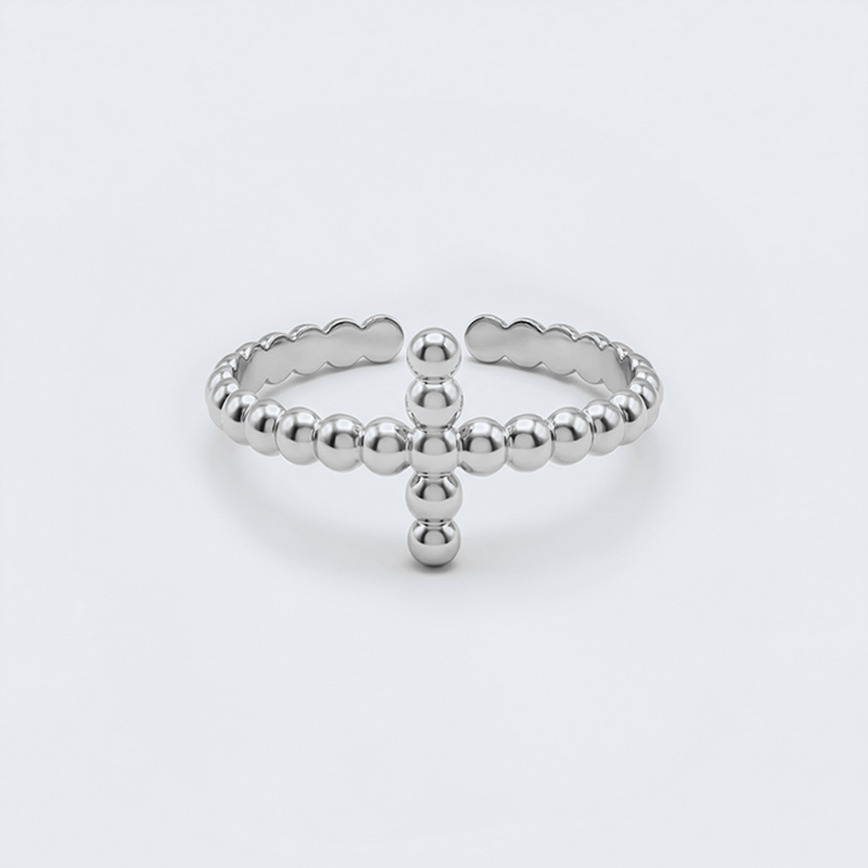 Bague croix fine argentée