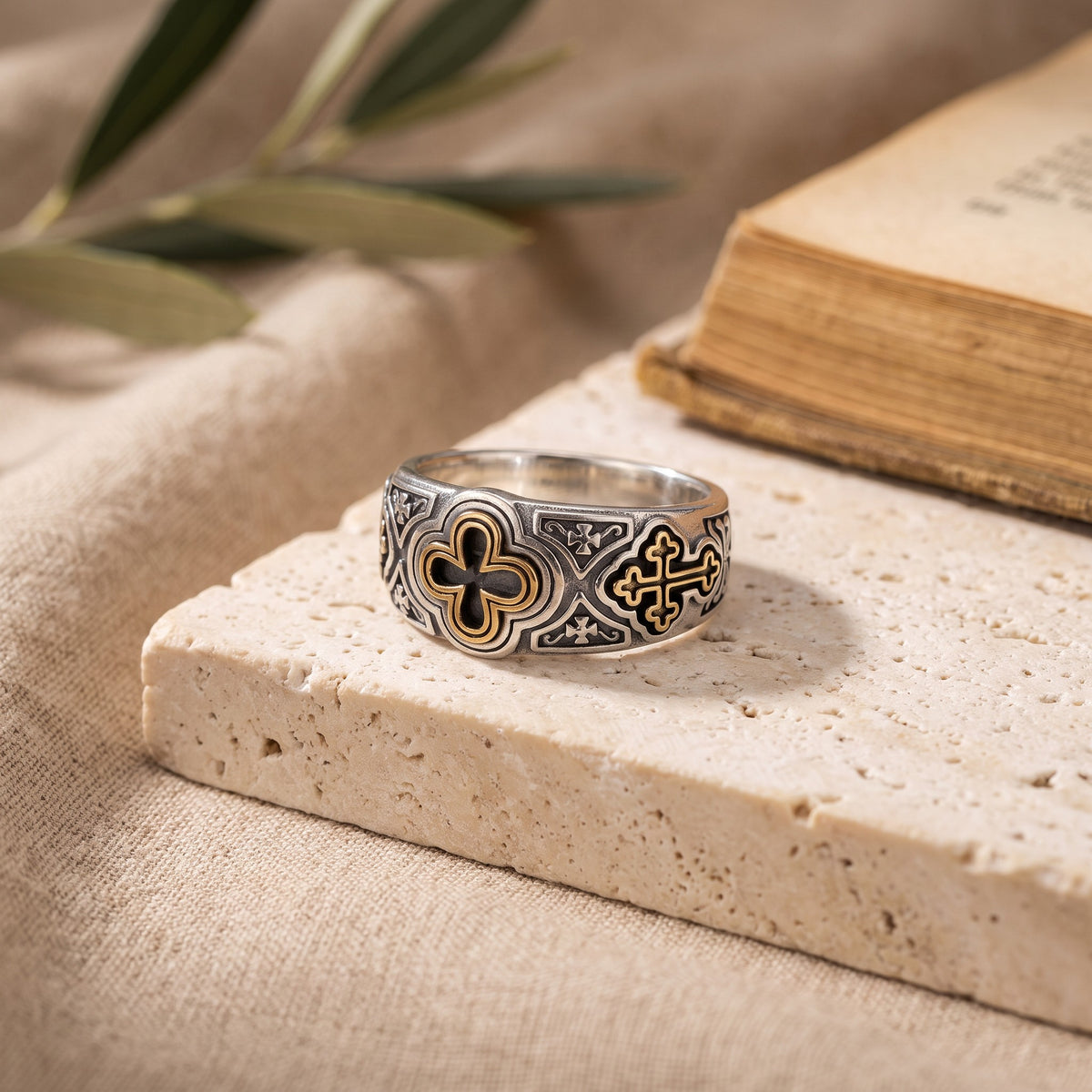 Bague croix médiévale argent 925