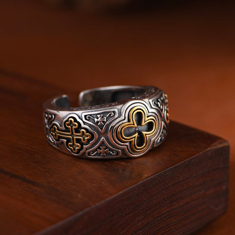 Bague croix Médiévale Argent Homme