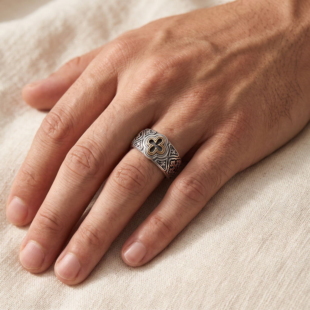 Bague croix médiévale homme