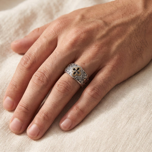 Bague croix médiévale homme