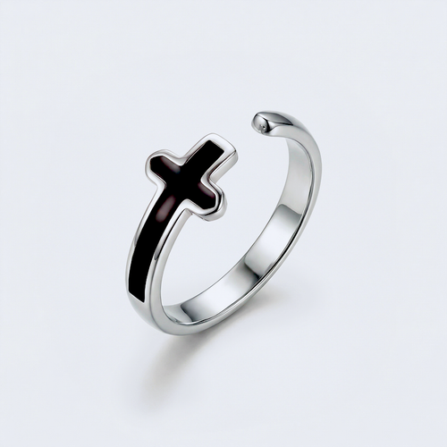 Bague croix noire
