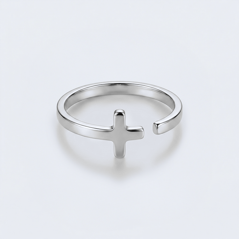 Bague croix simple argentée