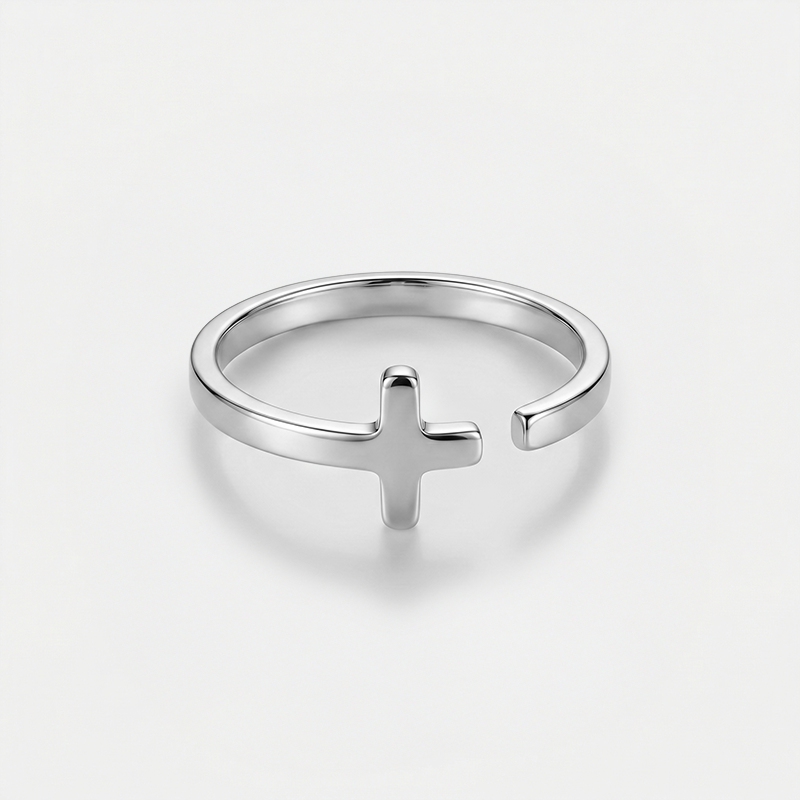 Bague croix simple argentée