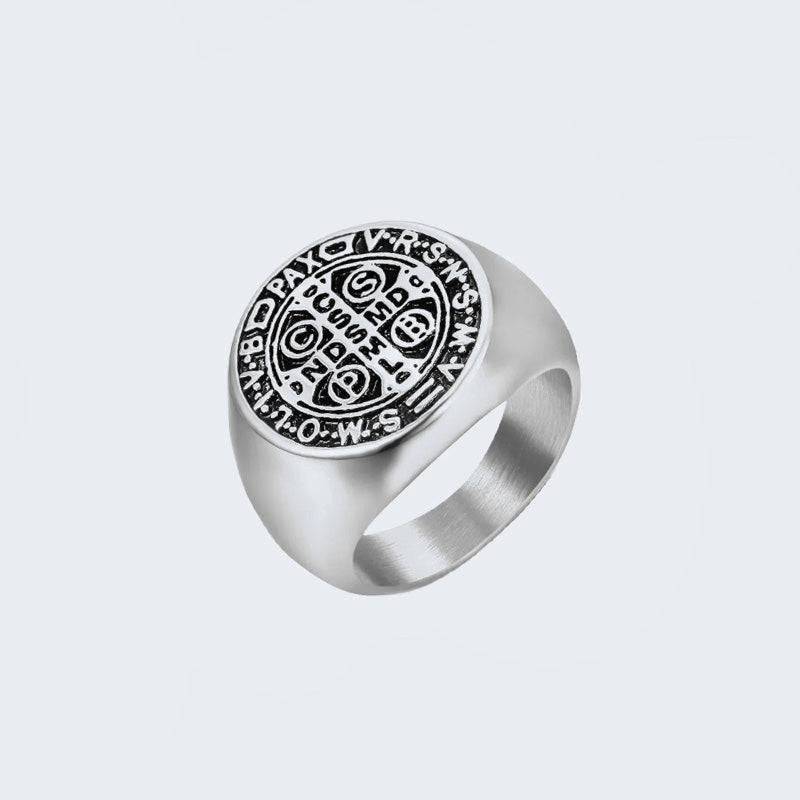 Bague Saint Benoît argentée