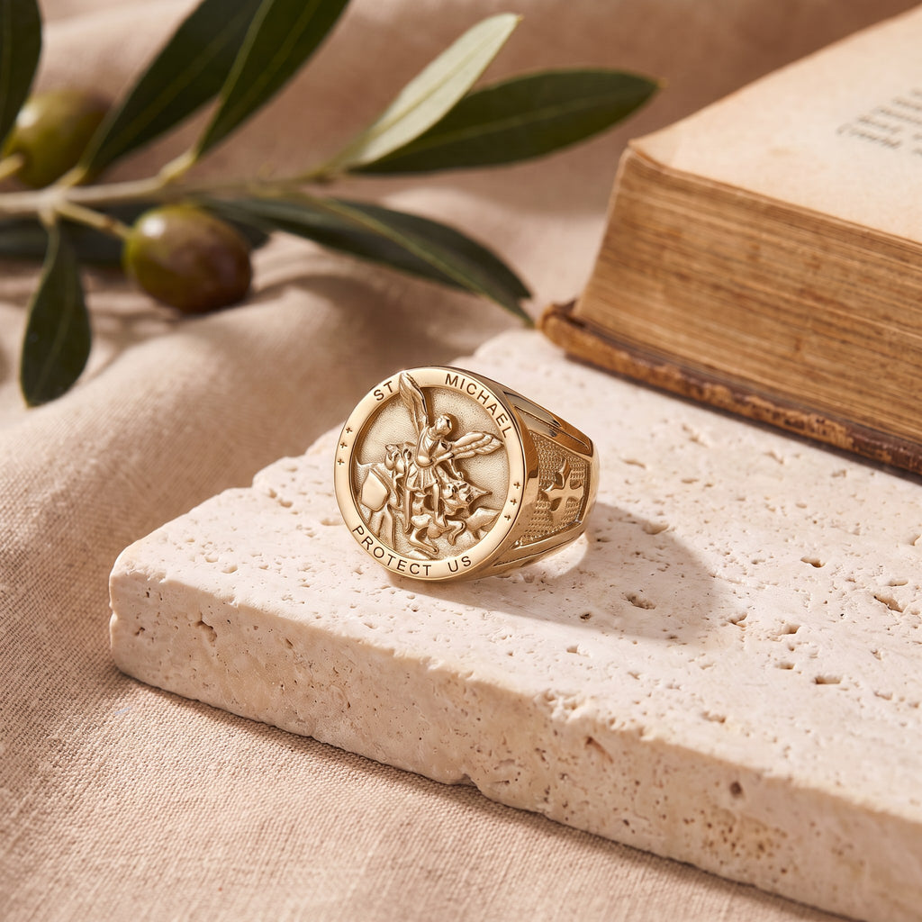 Bague Saint Michel acier inoxydable