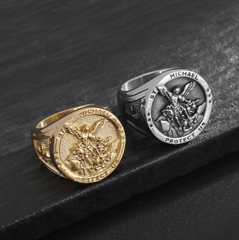 Bague Saint Michel or et argent