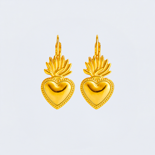 Boucles d'oreilles cœur flamme