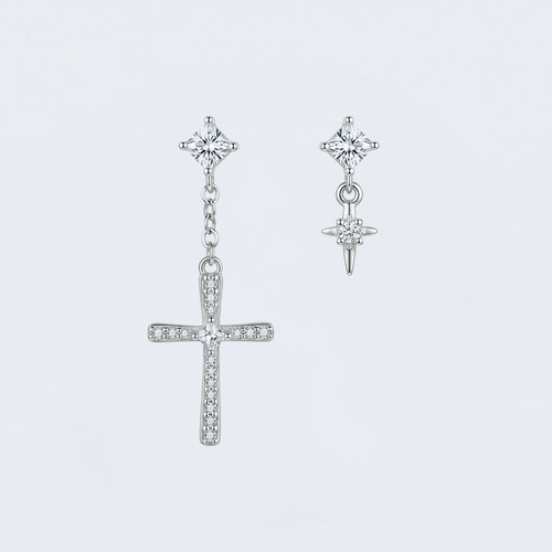 Boucles d'oreilles croix asymétriques