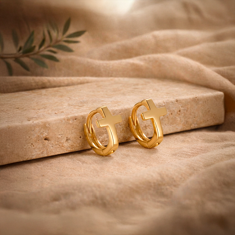 Boucles d'oreilles croix chrétienne - Agnès
