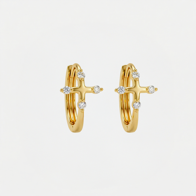 Boucles d'oreilles croix créoles - Odile
