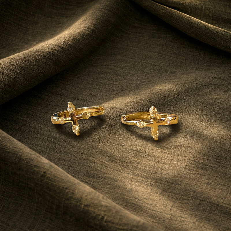 Boucles d'oreilles croix créoles - Odile