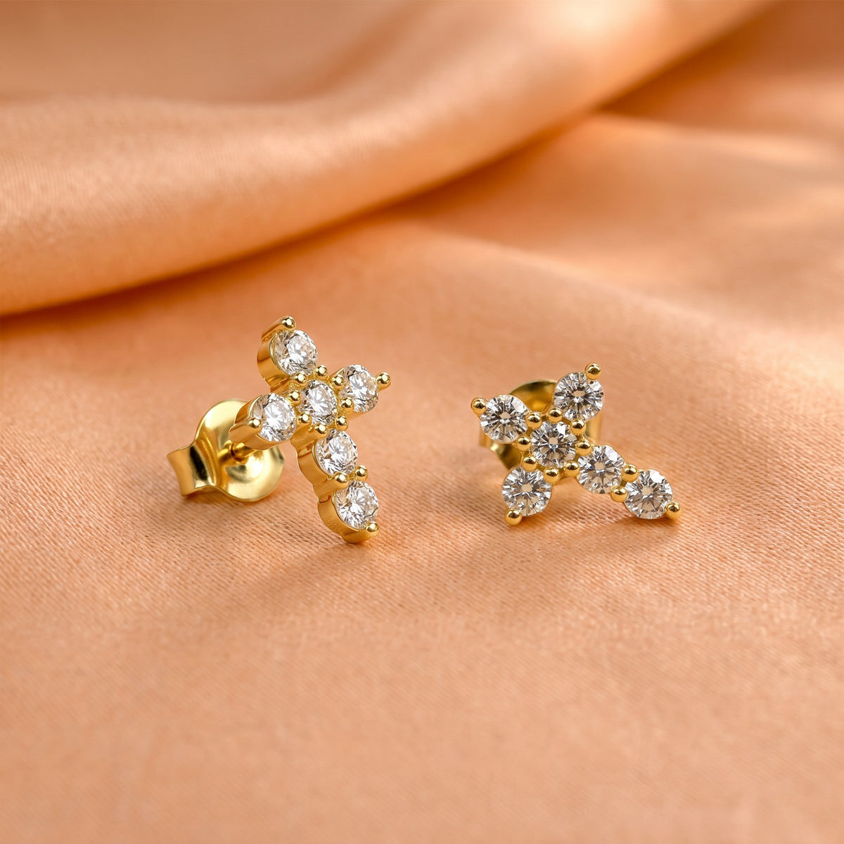 Boucles d'oreilles croix de Jésus argent 925 dorées