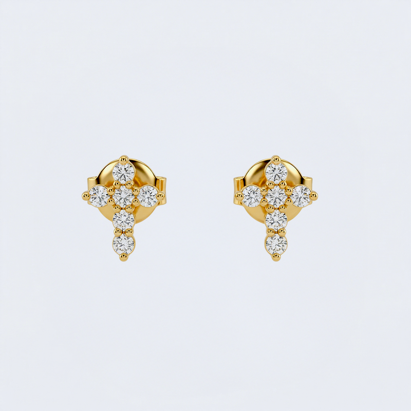 Boucles d'oreilles croix de Jésus dorées