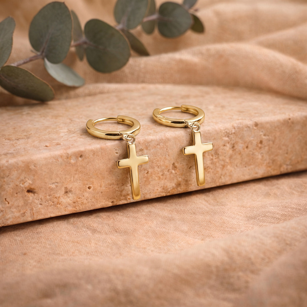 Boucles d'oreilles croix pendantes acier inoxydable