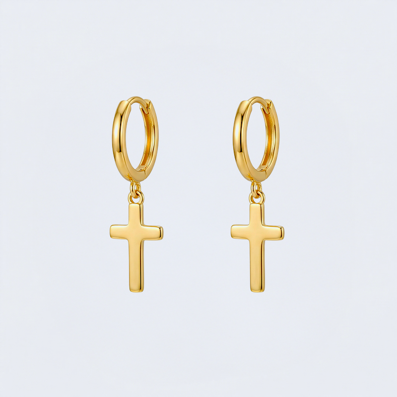 Boucles d'oreilles croix pendantes