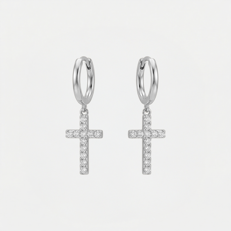 Boucles d'oreilles croix strass - Estelle