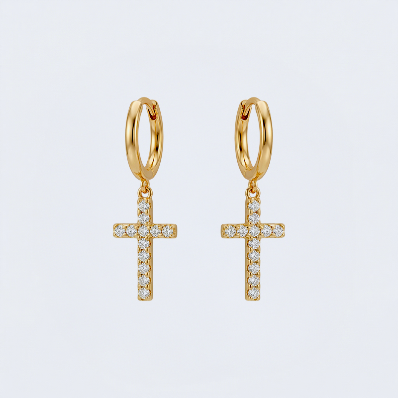 Boucles d'oreilles croix strass