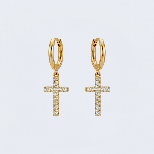 Boucles d'oreilles croix strass
