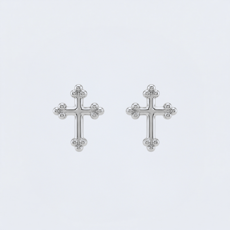 Boucles d'oreilles croix tréflée argentées