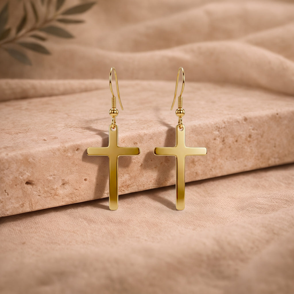 Boucles d'oreilles en forme de croix acier inoxydable