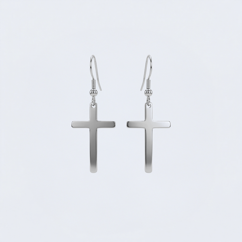 Boucles d'oreilles en forme de croix argentées