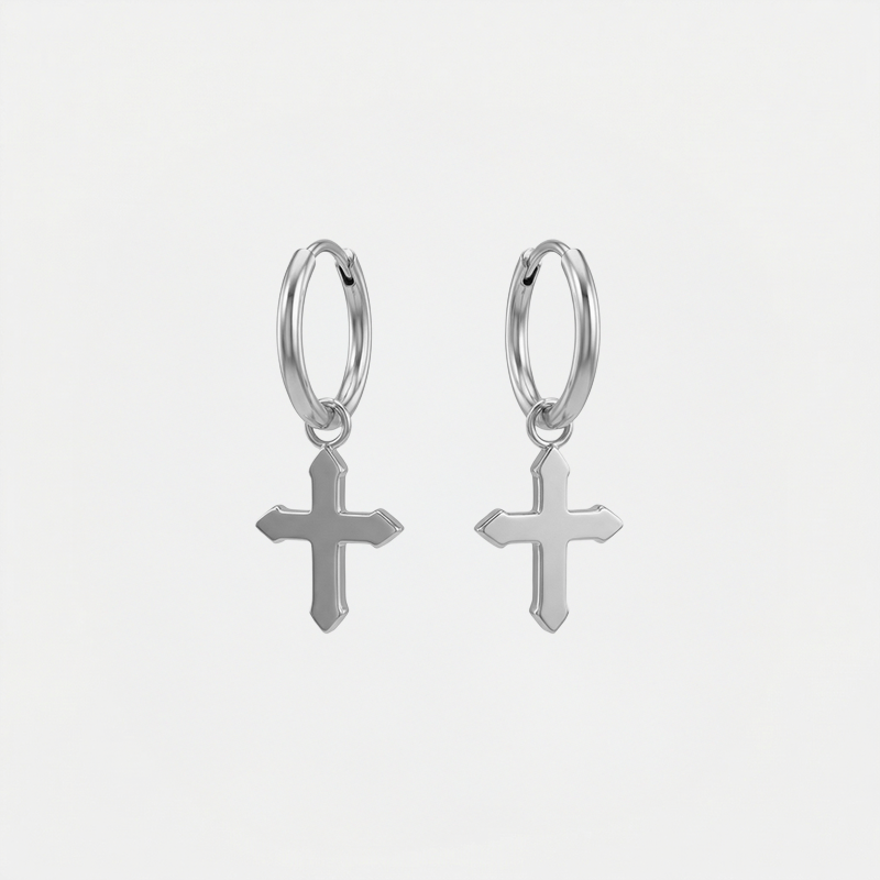 Boucles d'oreilles homme croix - Maurice
