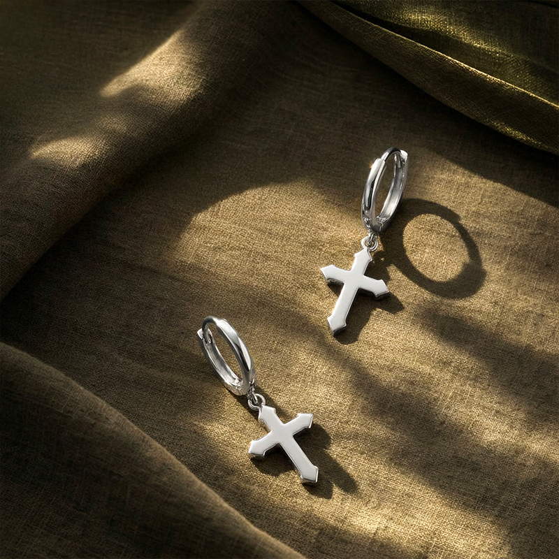 Boucles d'oreilles homme croix - Maurice