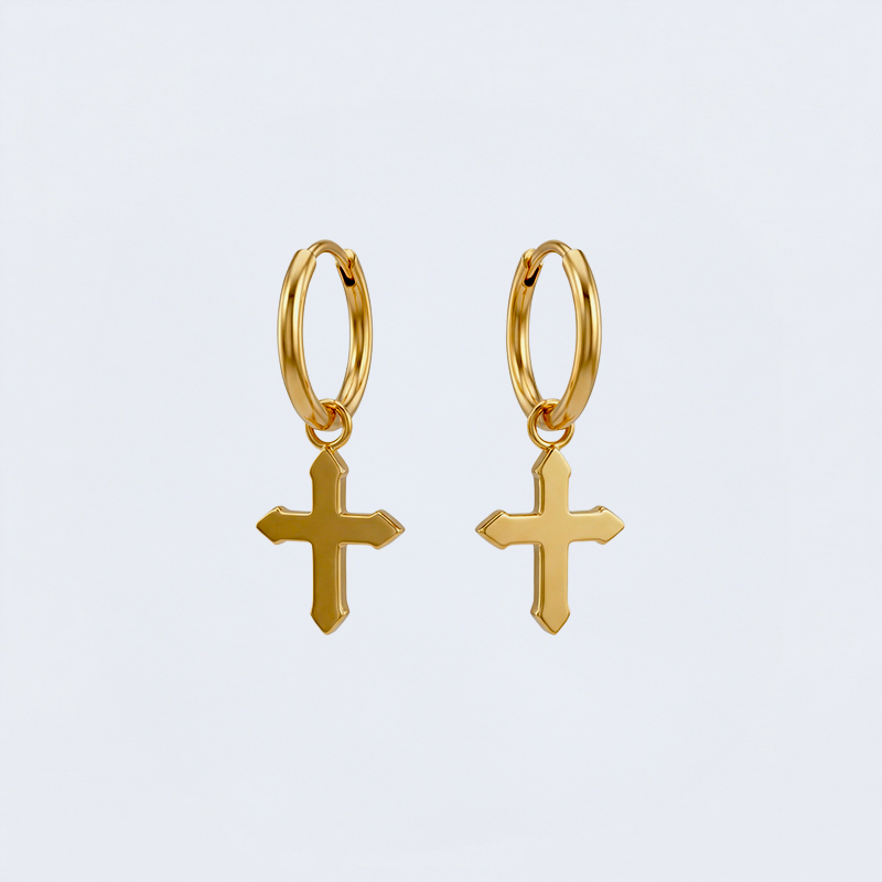 Boucles d'oreilles homme croix