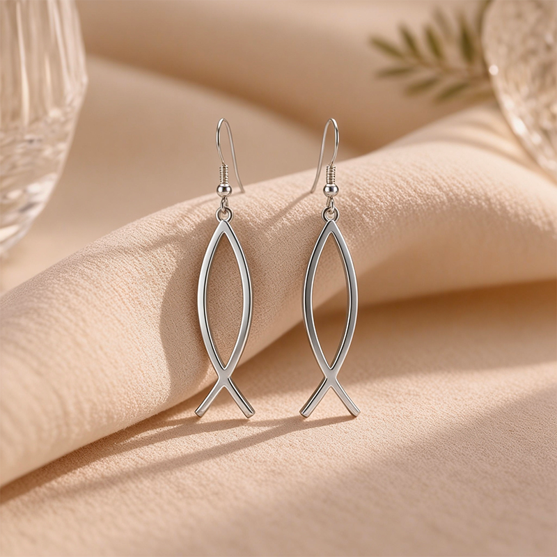 Boucles d'oreilles Ichtus argentée